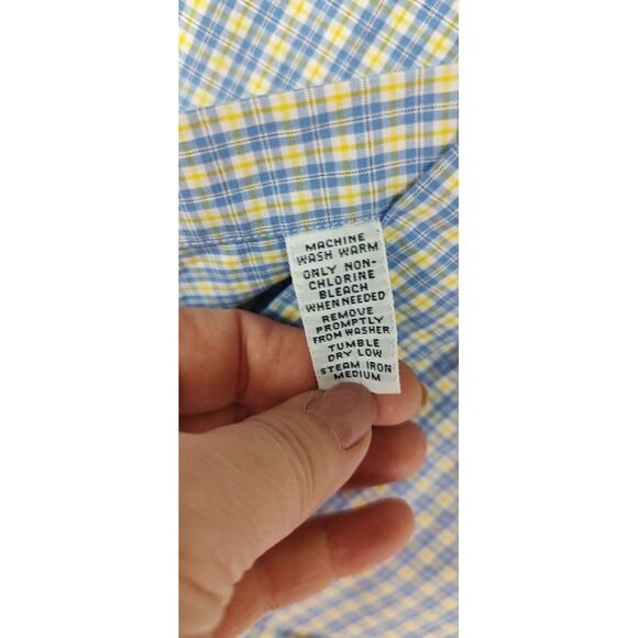 Ralph Lauren Shirt Men Medium Blue Yellow Plaid Short Sleeve Button Down Pony - Picture 7 of 8
